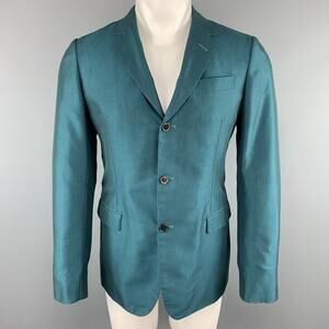 MARNI Size 38 Teal Wool Notch Lapel Sport Coat